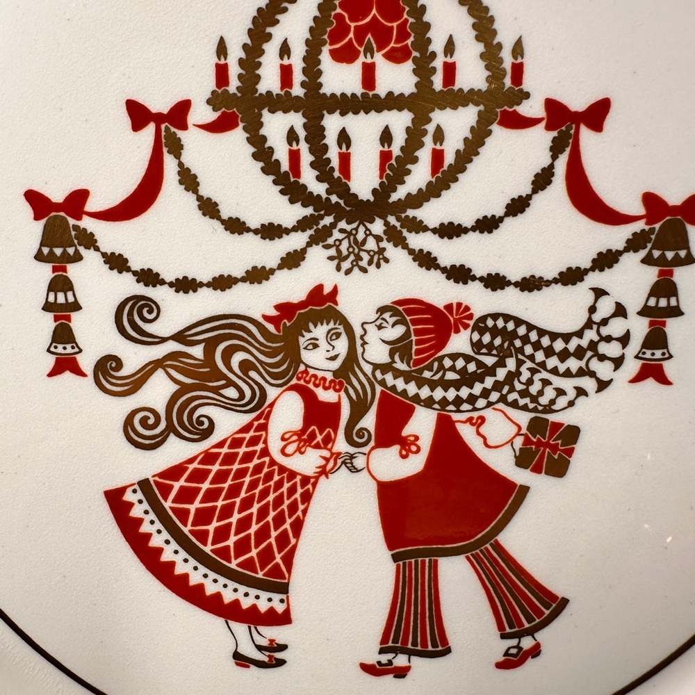 Vintage SPODE CHRISTMAS PLATE 1974 Deck The Halls With Boughs Of Holly Mistletoe